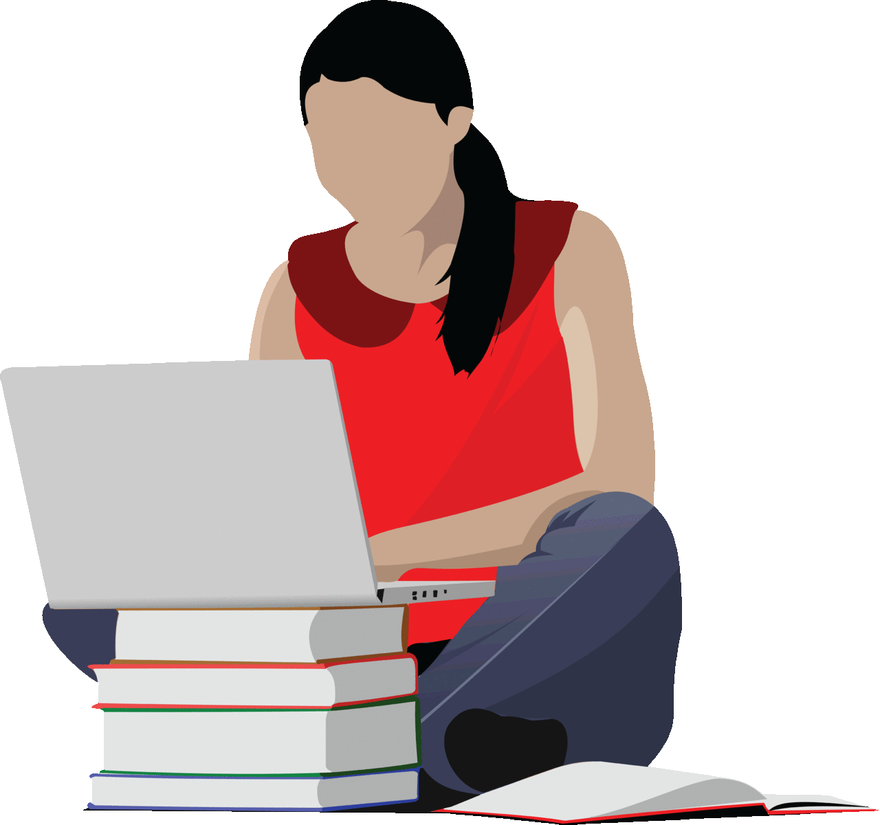 College girl study clipart vector