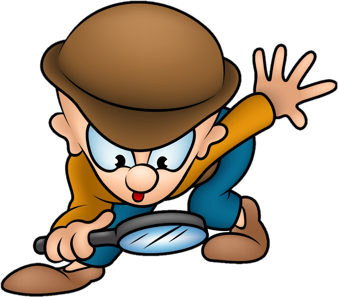 Cartoon detective with magnifying glass clipart clip art