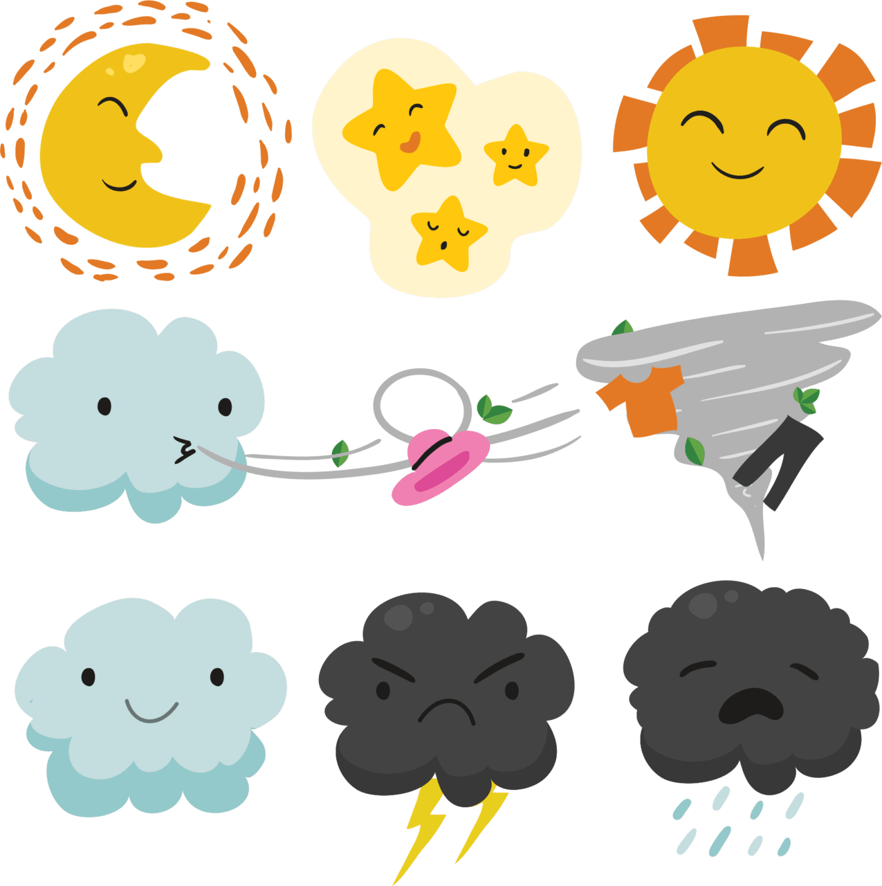 Weather forecasting euclidean vector wind cute clouds clipart