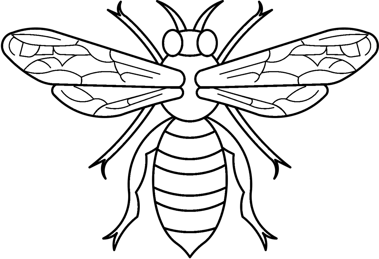 Bee black and white traceable heraldic art clipart vector