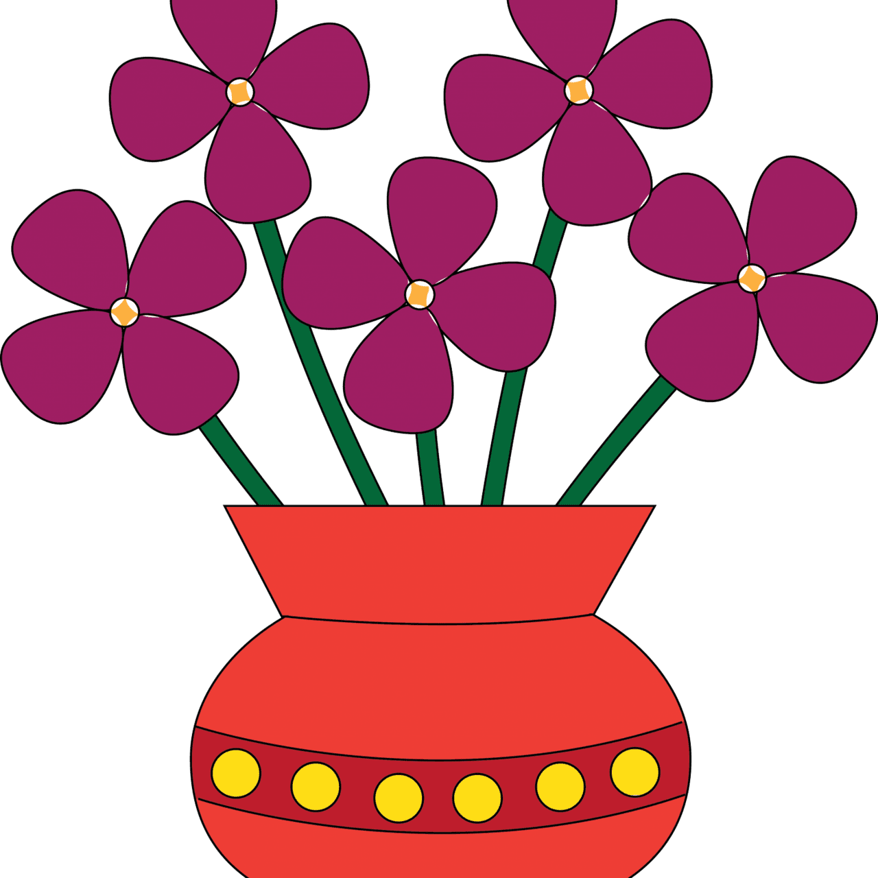 Flower pot vase clipart cartoon empty plant flowers in full size image