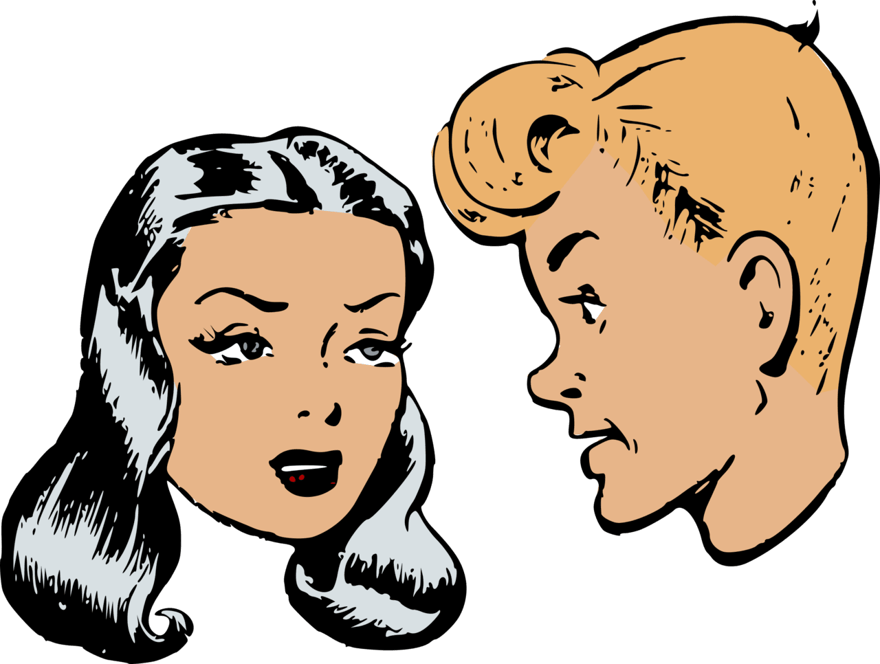 Woman retro boy and girl clipart vector