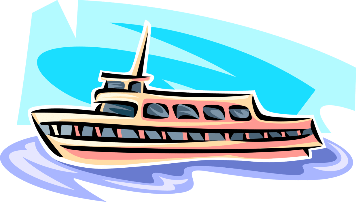 Cruise ship tour boat vessel carries passengers vector image clipart