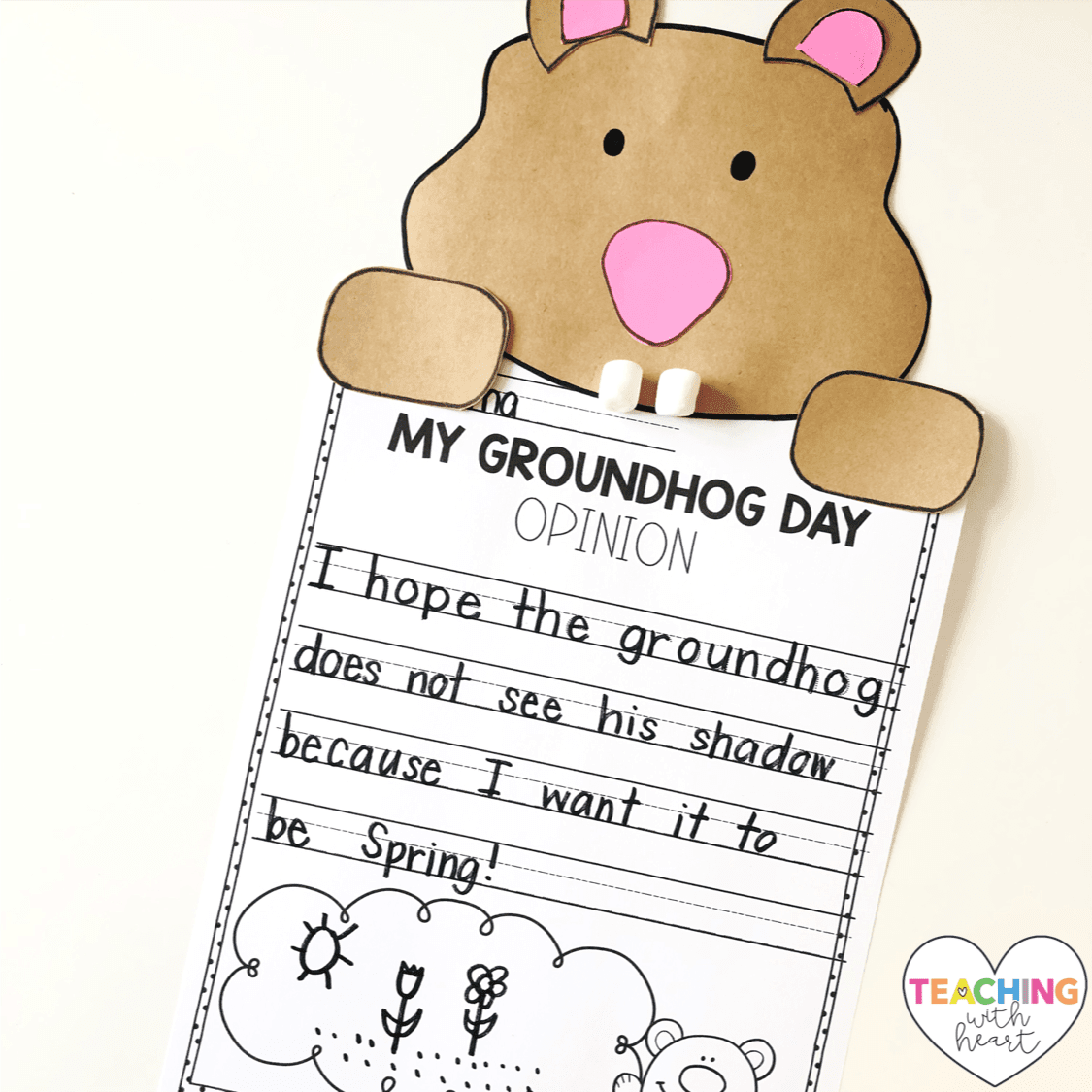 Groundhog day 2024 easy activities teaching with heart clipart vector