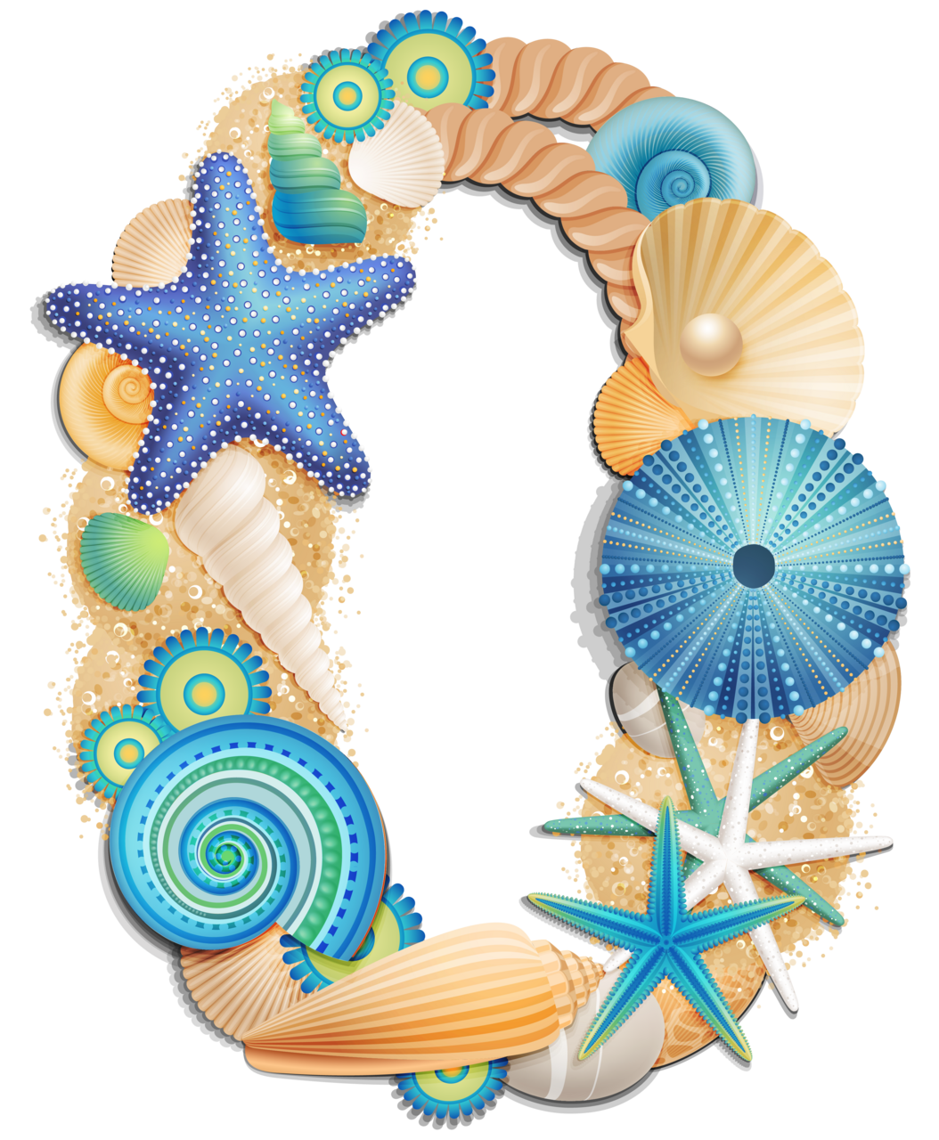 Shell number zero sea style clipart picture