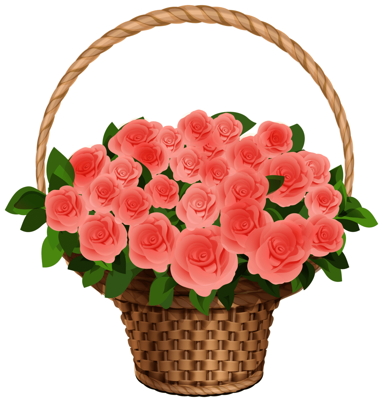 Basket with red roses clipart image