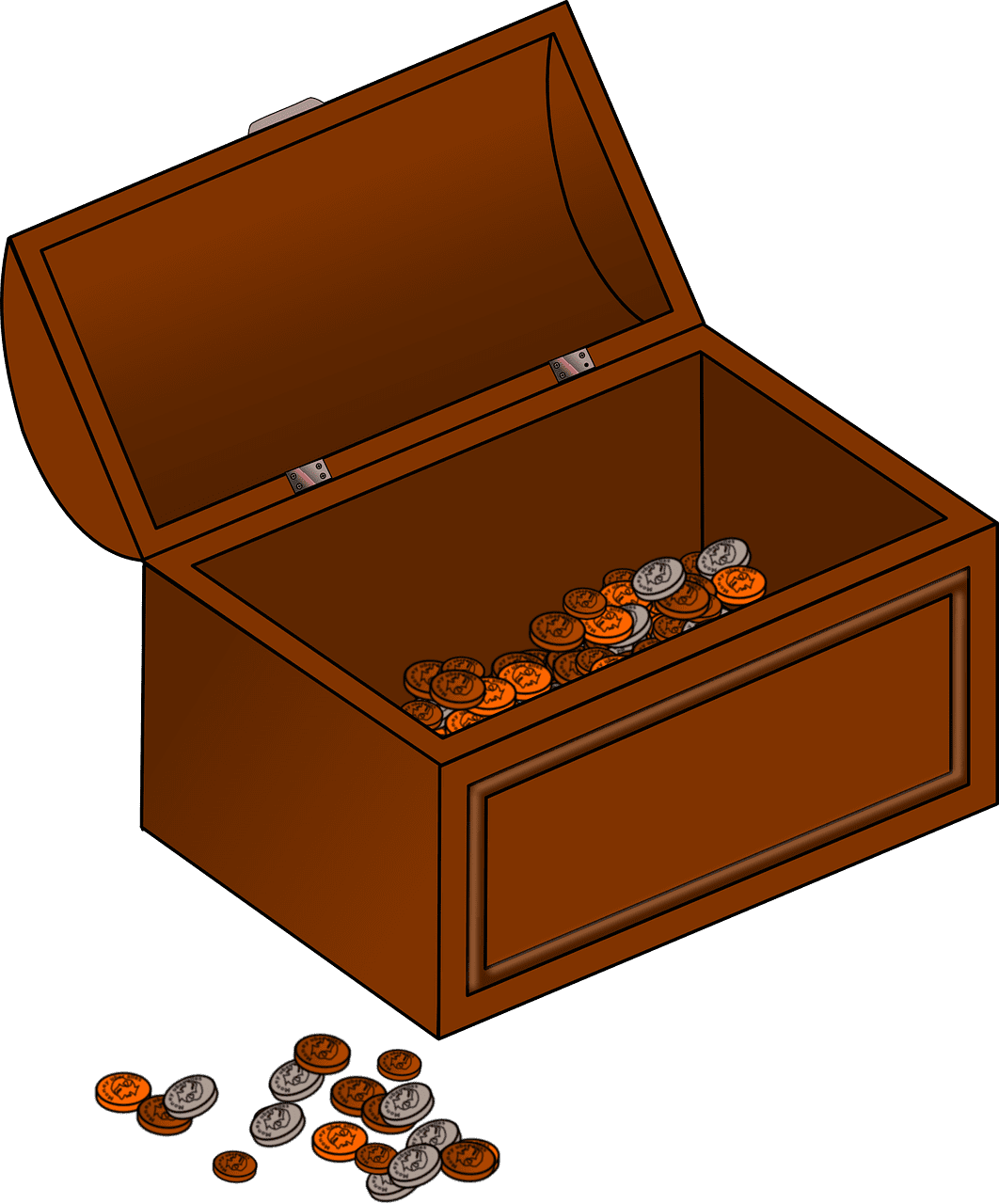 Coins chest pirate treasure image from clipart