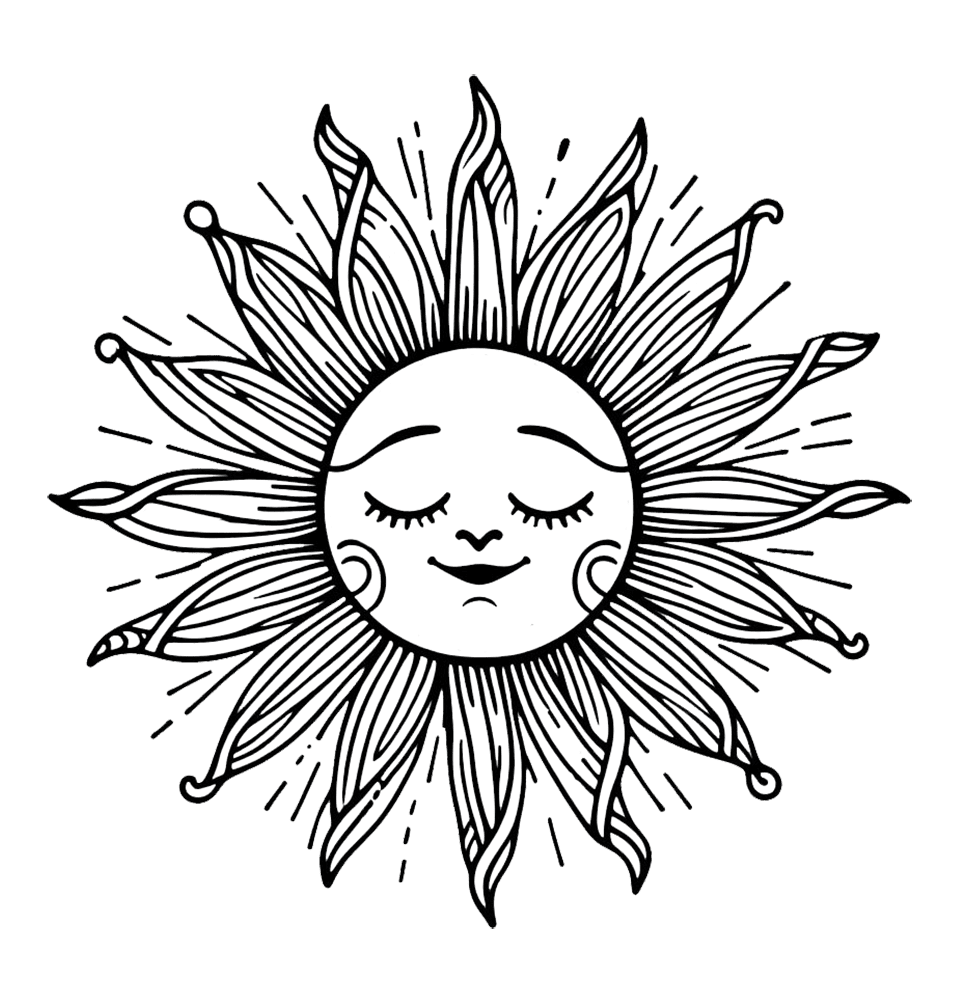 Black and white sun clipart background 2