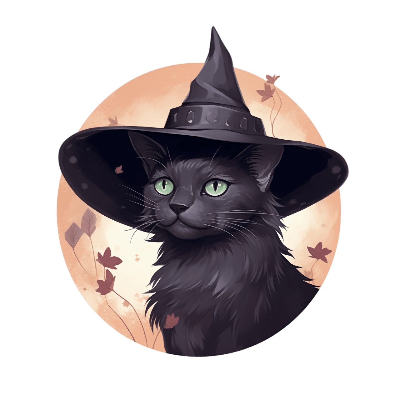 Cat in the hat black wearing witch clipart background