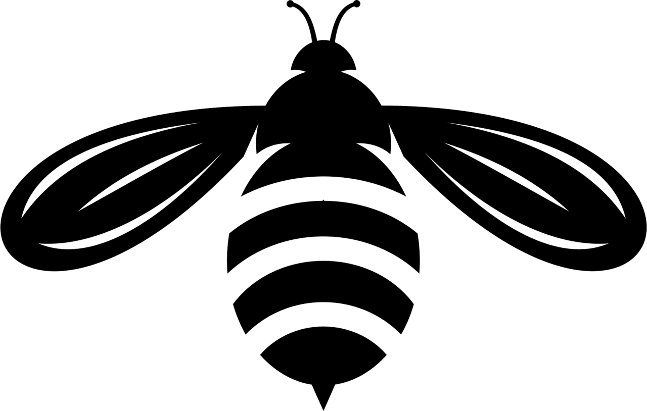 Bee black and white cute silhouette vector clipart images