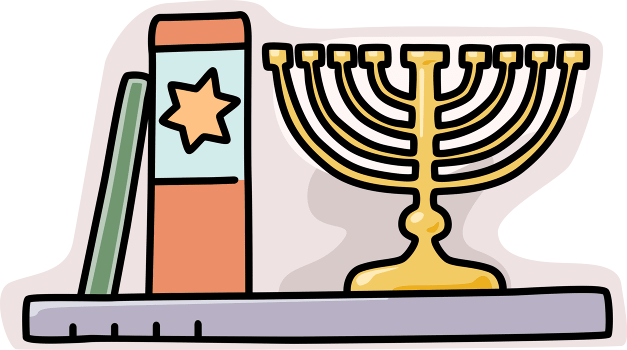 Jewish hanukkah menorah with bible vector image clipart