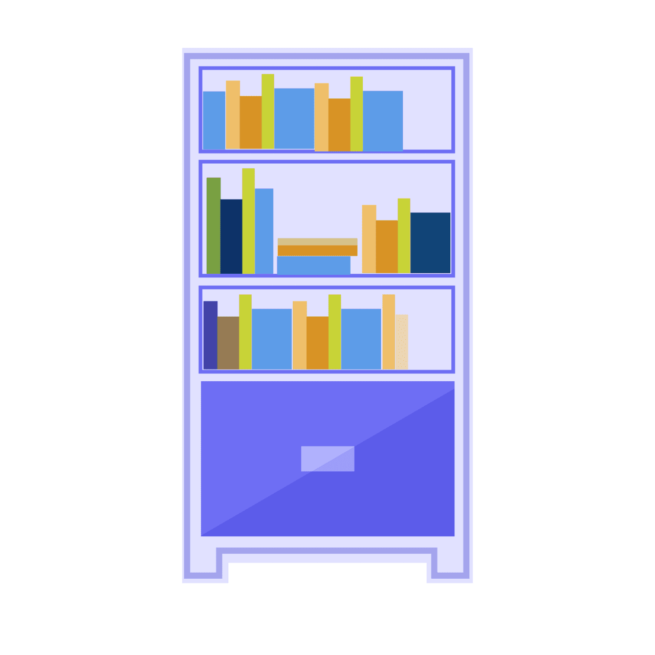 Vector bookshelf flat books shelf book picture and clipart image for