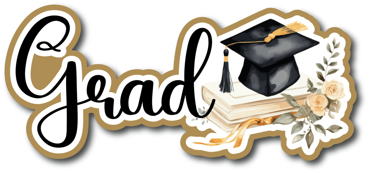 Grad cap scrapbook page title die cut clipart photo