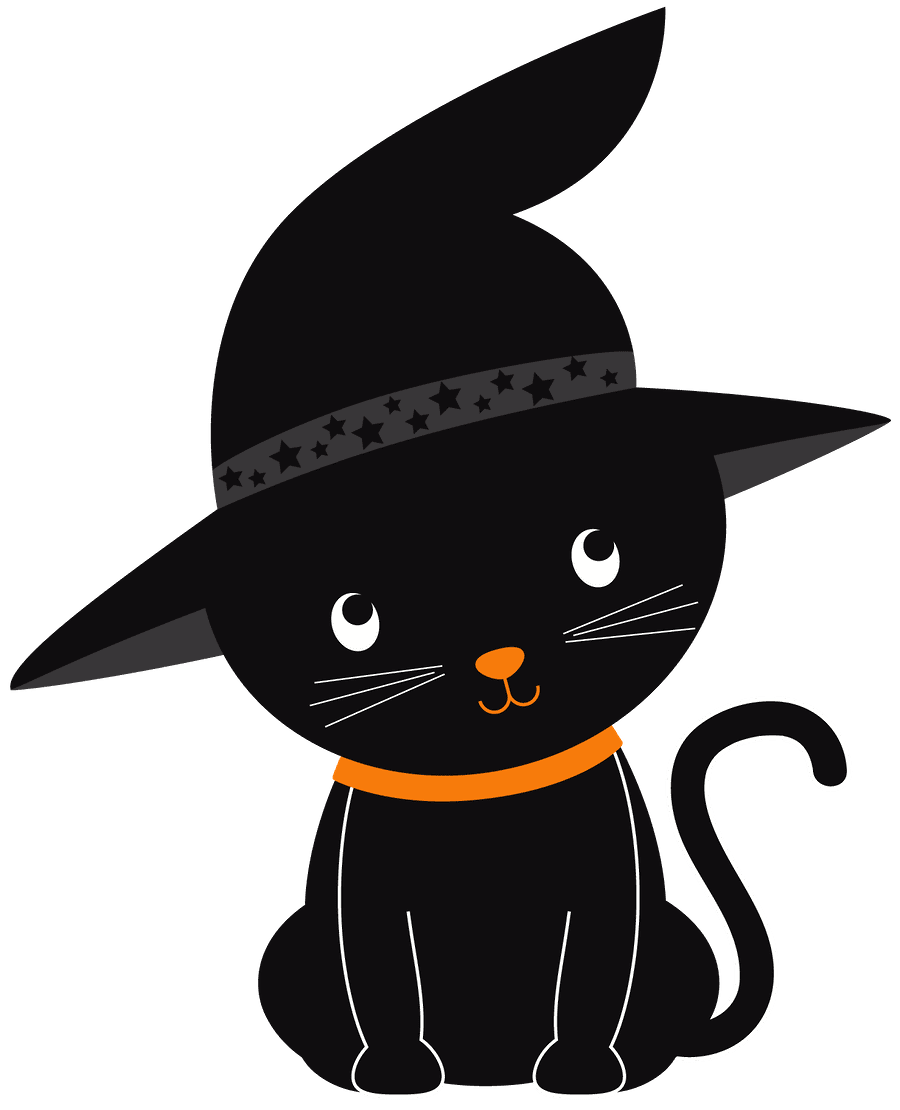 Cat black and white halloween clipart picture