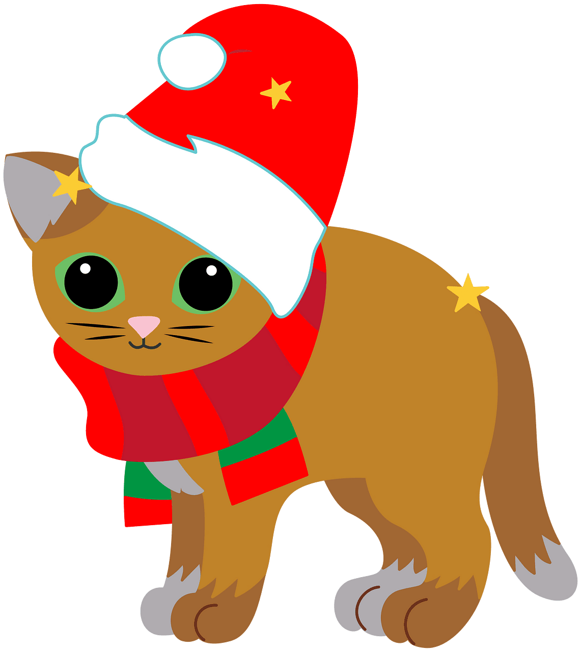 Cat in the hat christmas kitten vector clipart images