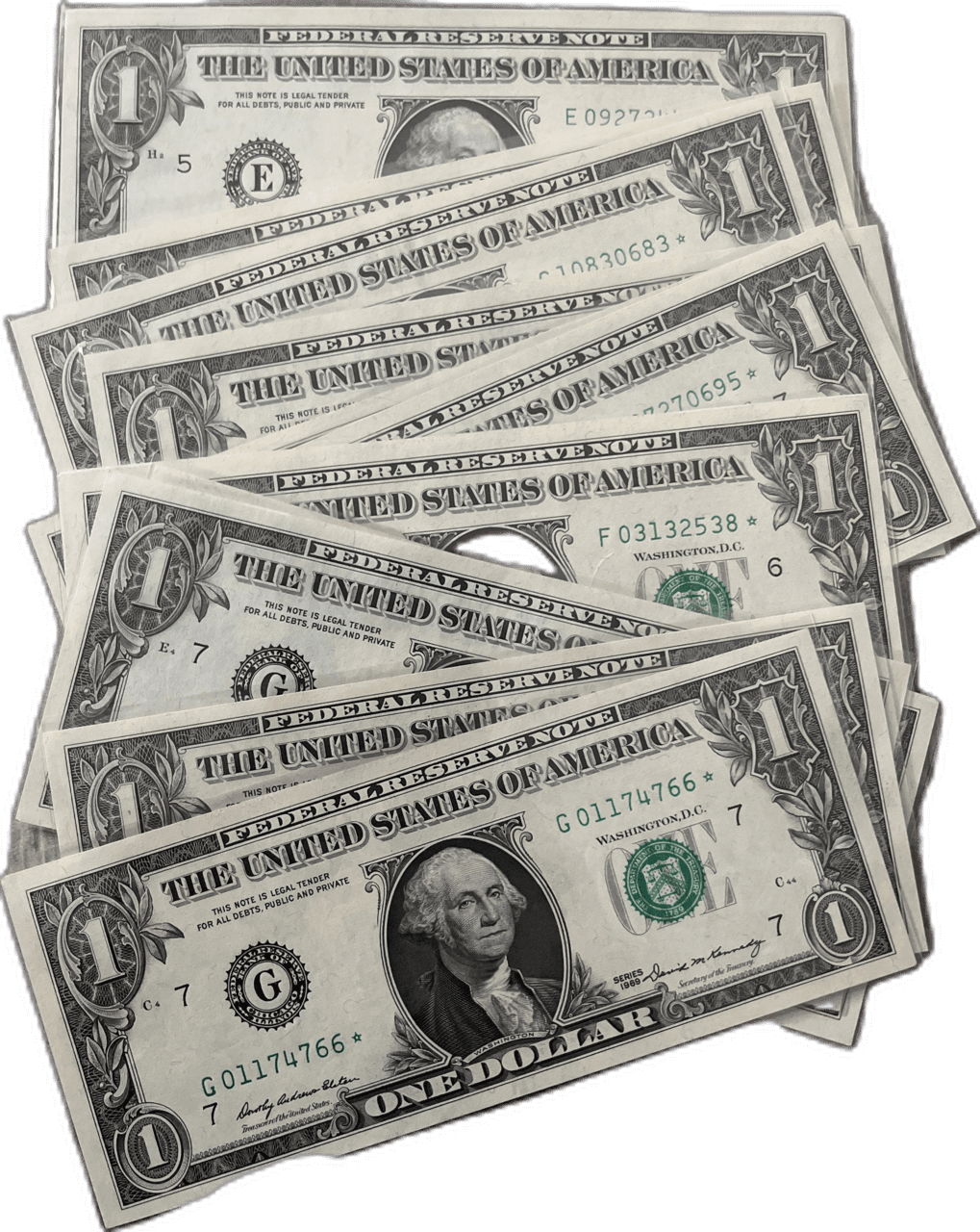 Dollar bill star note uncirculated consecutive shipping unc cu frn sequential clipart free