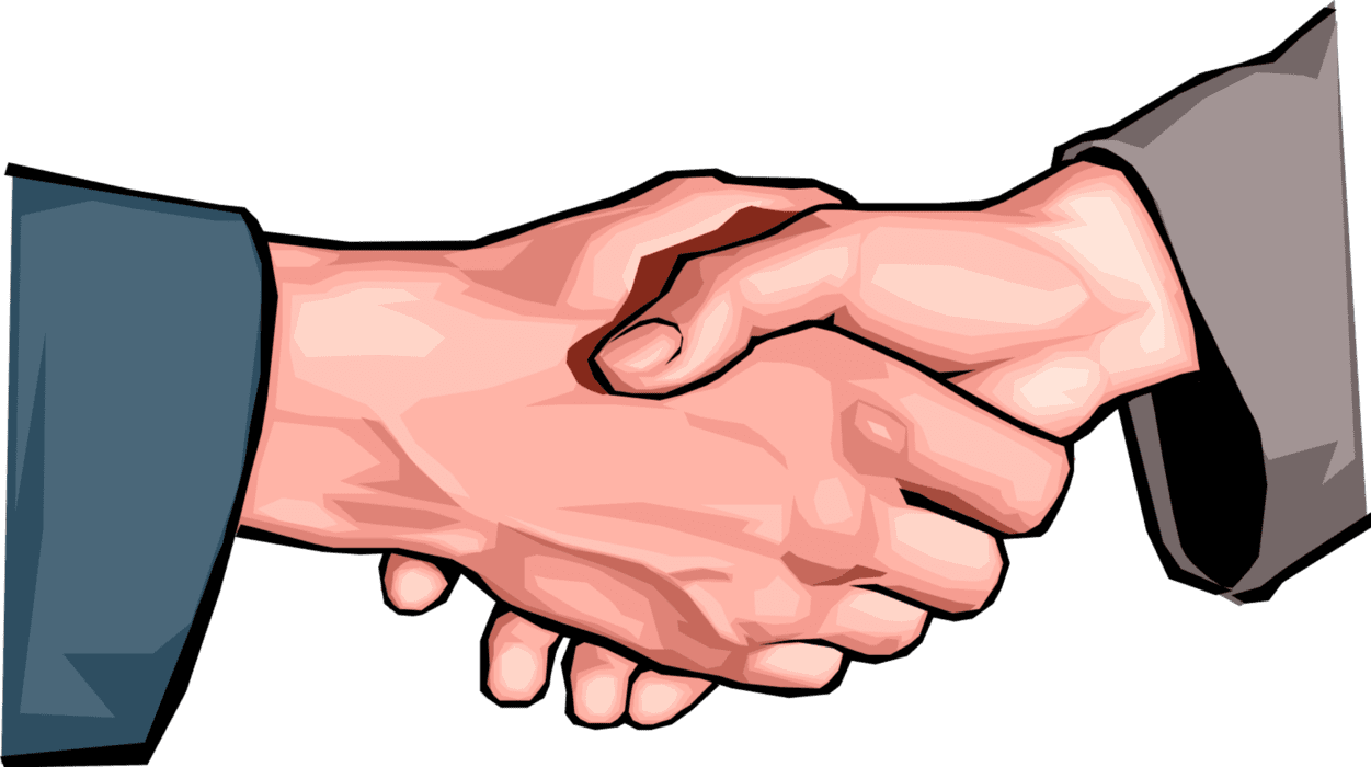 Associates shake hands in greeting or agreement vector image clipart