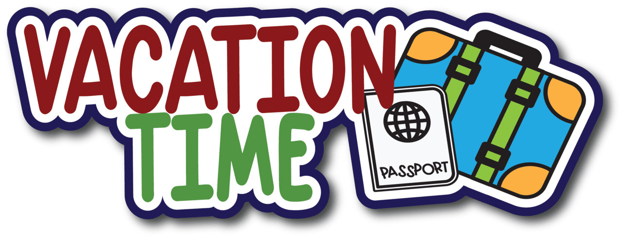 Vacation time scrapbook page title sticker clipart background