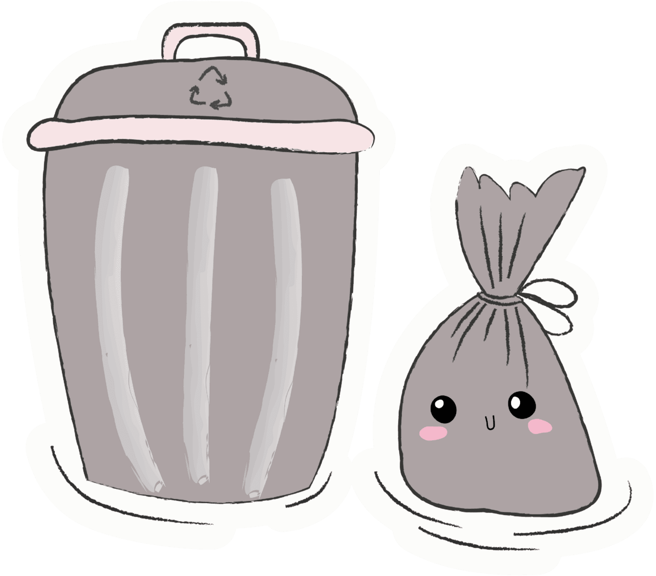 Trash can kawaii stickers clipart pr table vector art 2