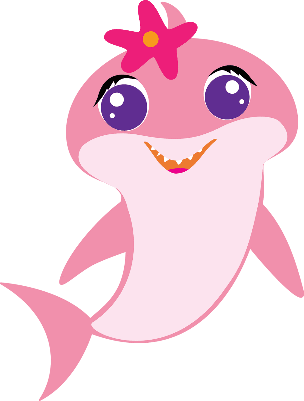 Pink baby shark vector clipart images