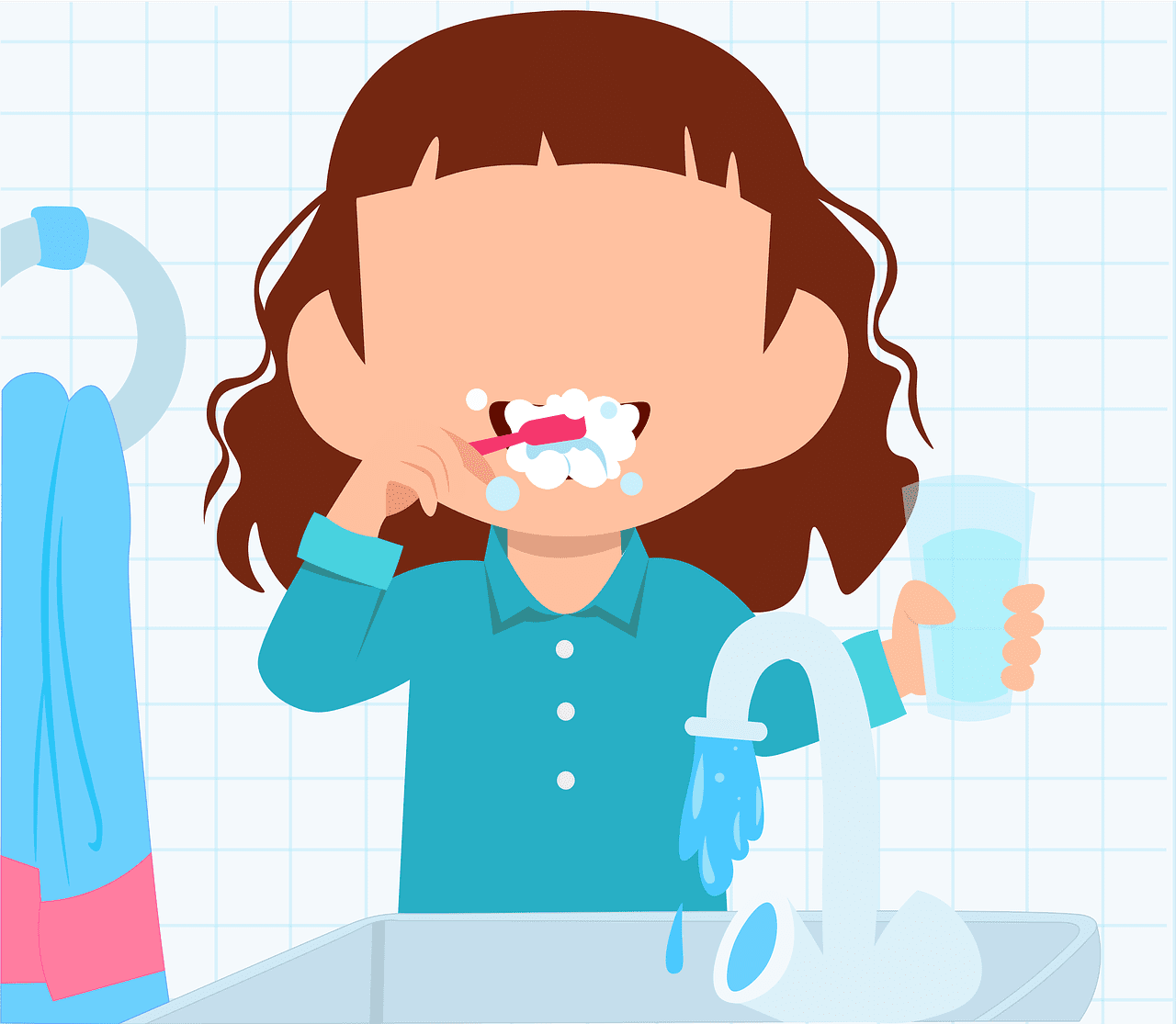 Brushing teeth girl tooth brush image clipart