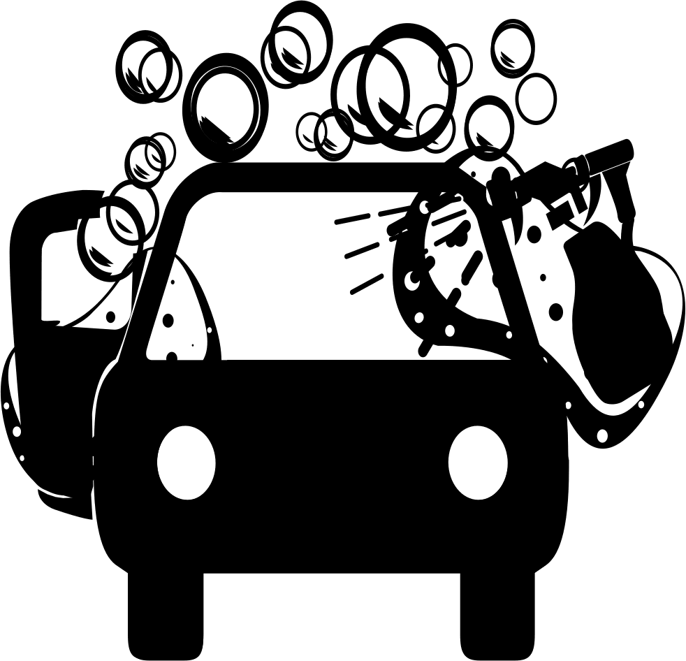 Standard car wash clipart black and white image with no background