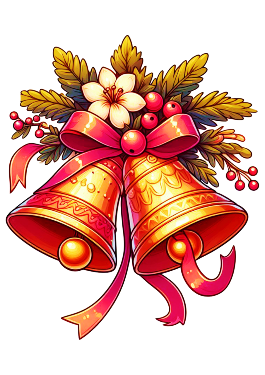 Bell sinos de natal simples colorido em fundo diy decoupage clipart clip art