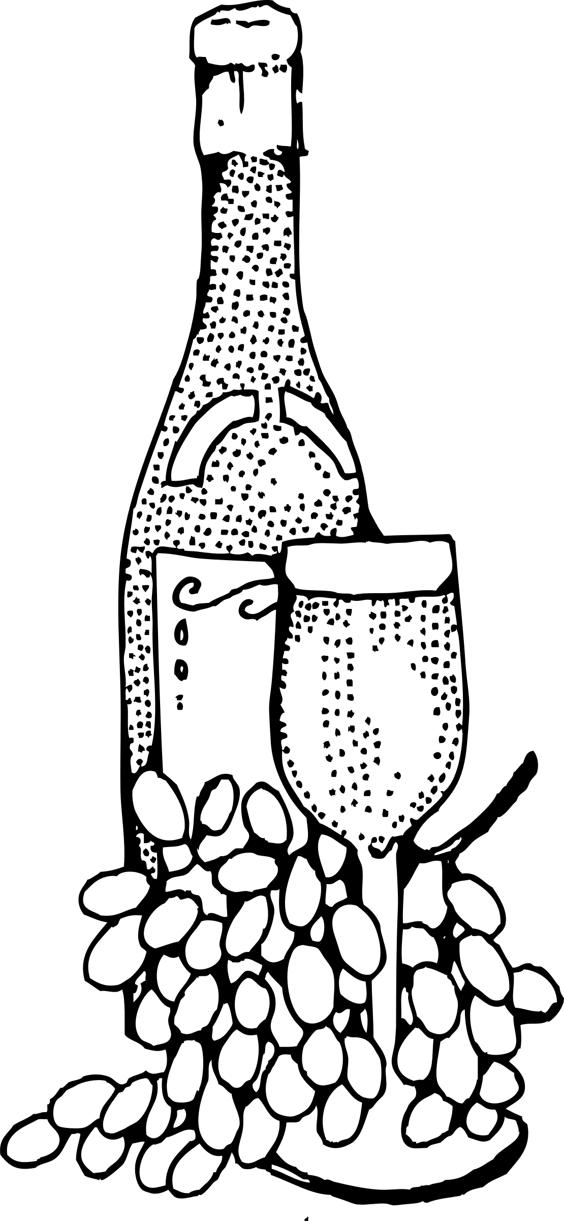 Alcohol wine bottle and glass clipart clip art