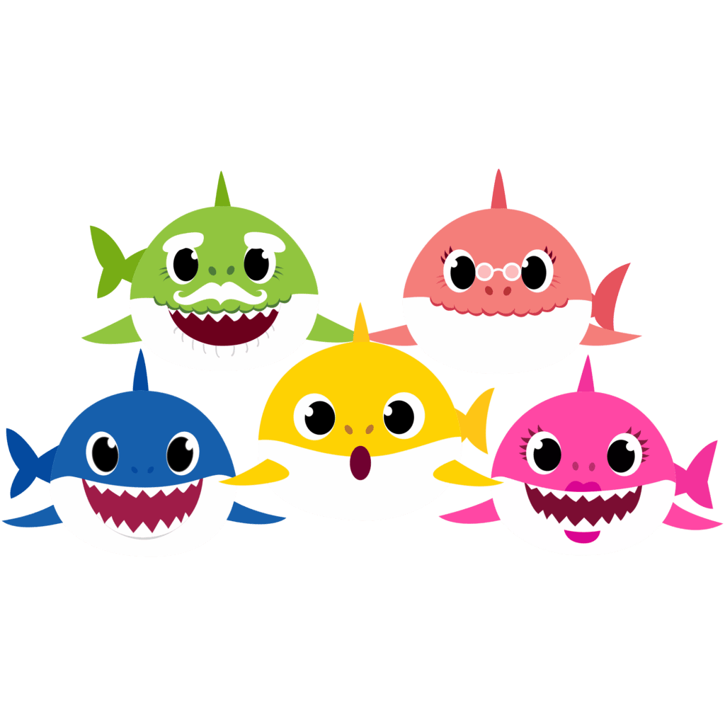 Baby shark family clipart logo