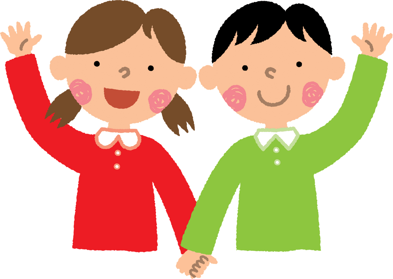 Boy and girl are waving vector clipart images