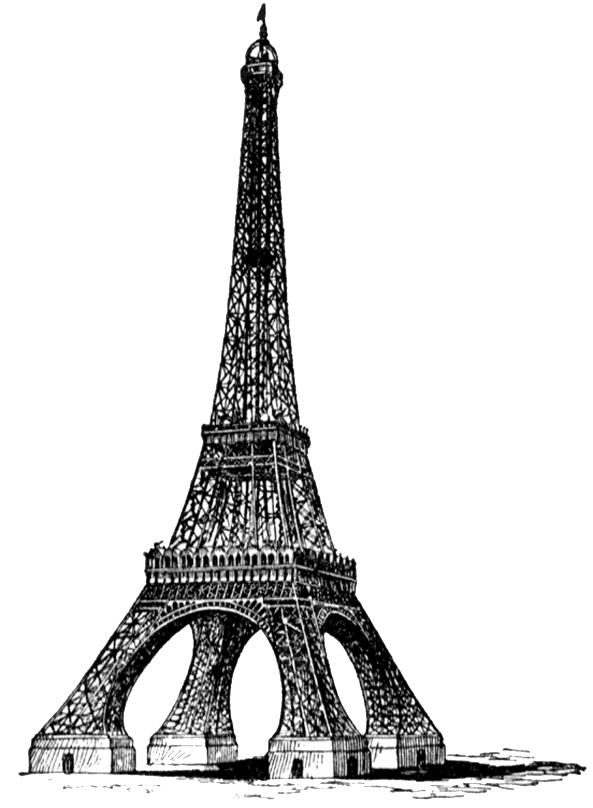 Vintage digital stamp eiffel tower clipart free