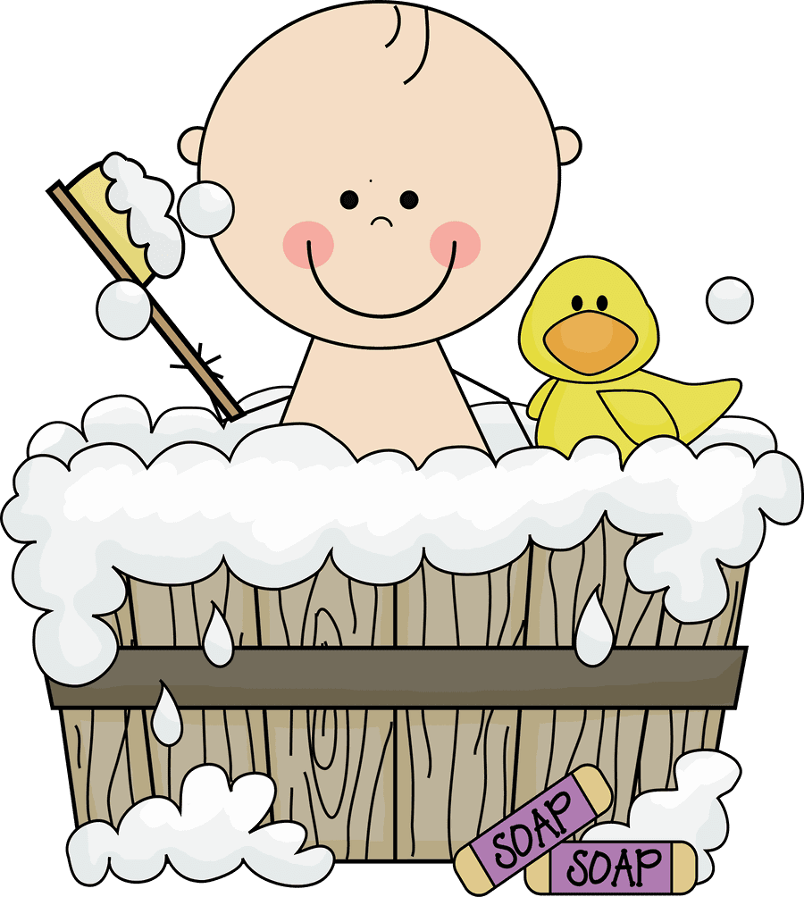 Bathtub baby scrapbook clipart painting transparent