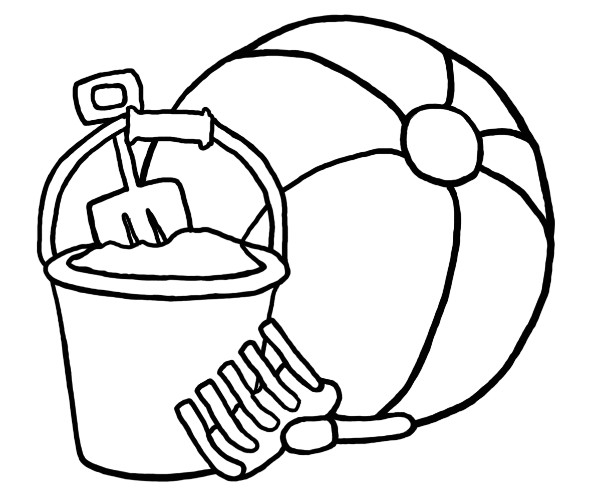 Bucket beach ball coloring page clipart image