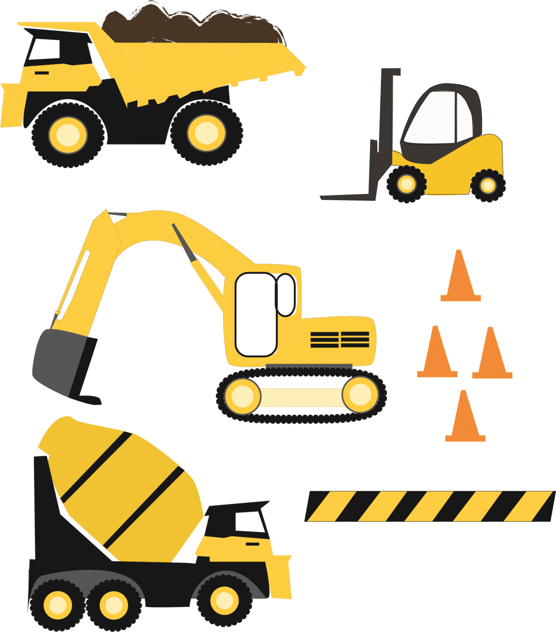 Excavator construction trucks example image clipart