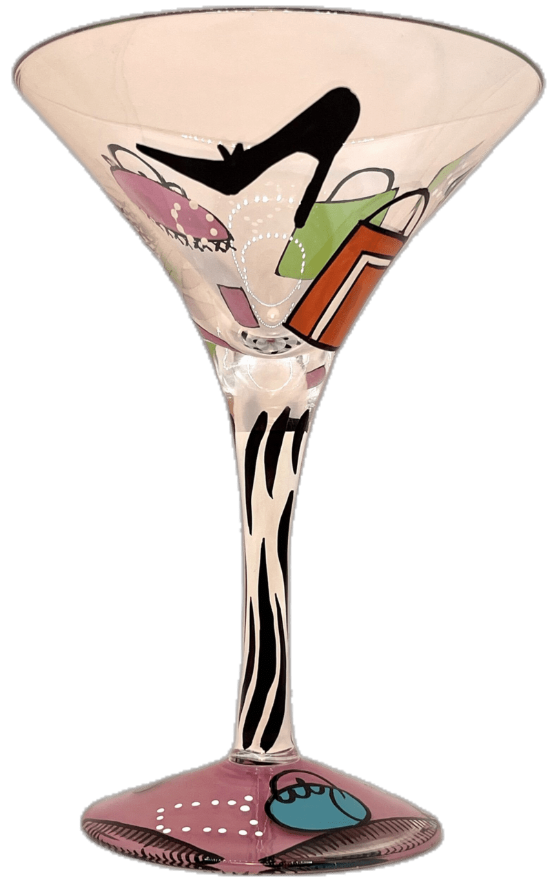 Cocktail lolita shopaholic too martini glass with recipe by hand painted clipart transparent