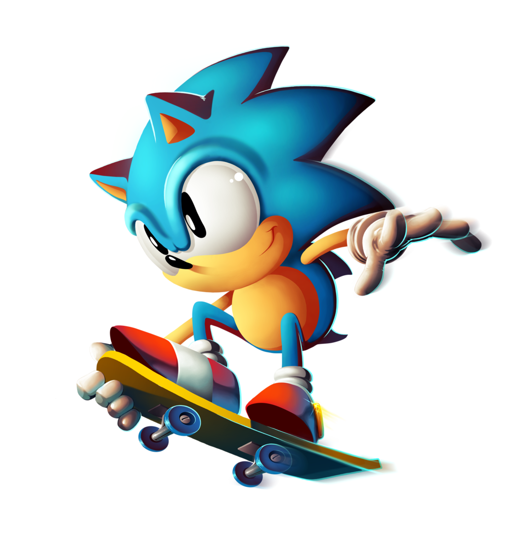 Skateboard sonic the hedgehog old design clipart image