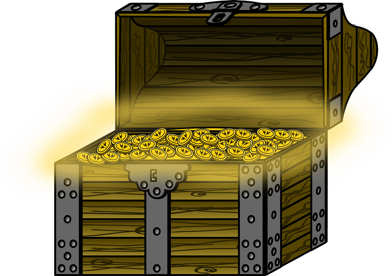 Treasure chest coins vector graphic clipart