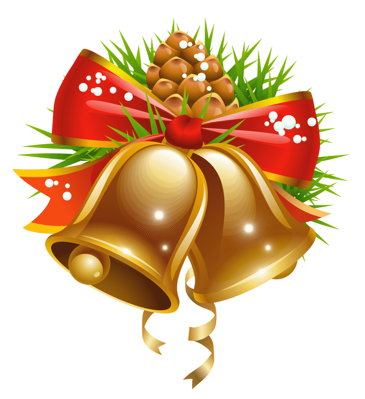 Celebration christmas bell with pine clipart vector