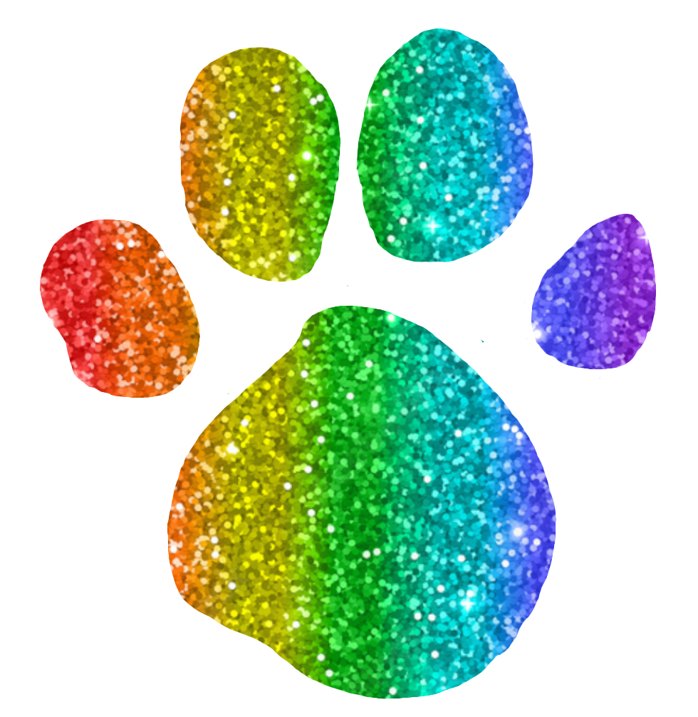 Dog paw rainbow pawprint clipart logo