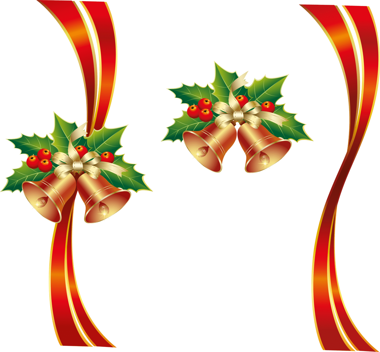 Bell ribbon christmas with mistletoe clipart free