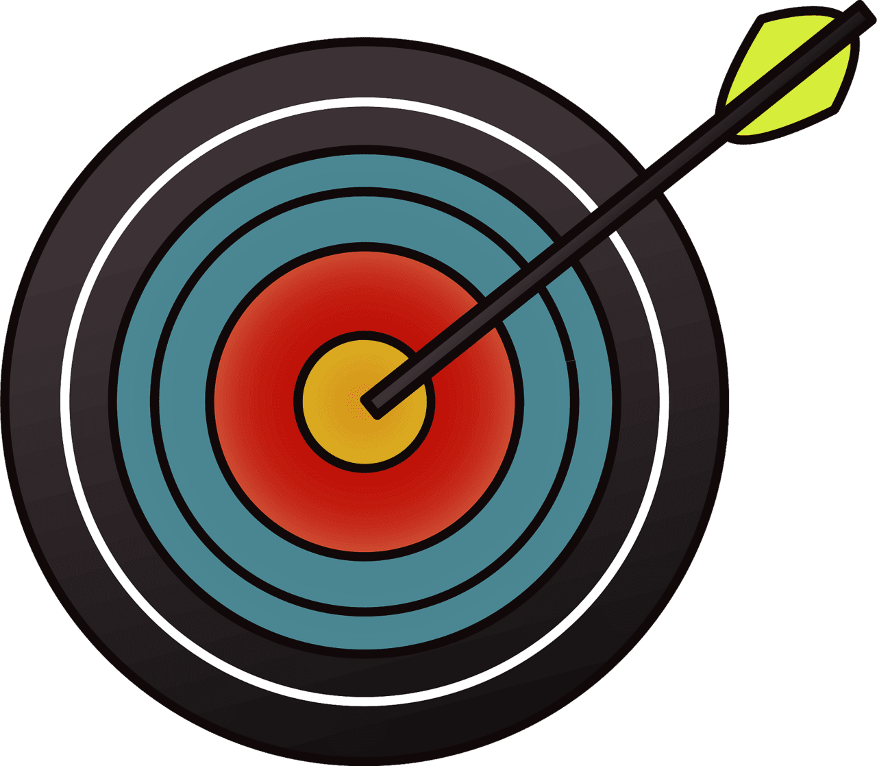 Archery target with arrow in the bullseye vector clipart images