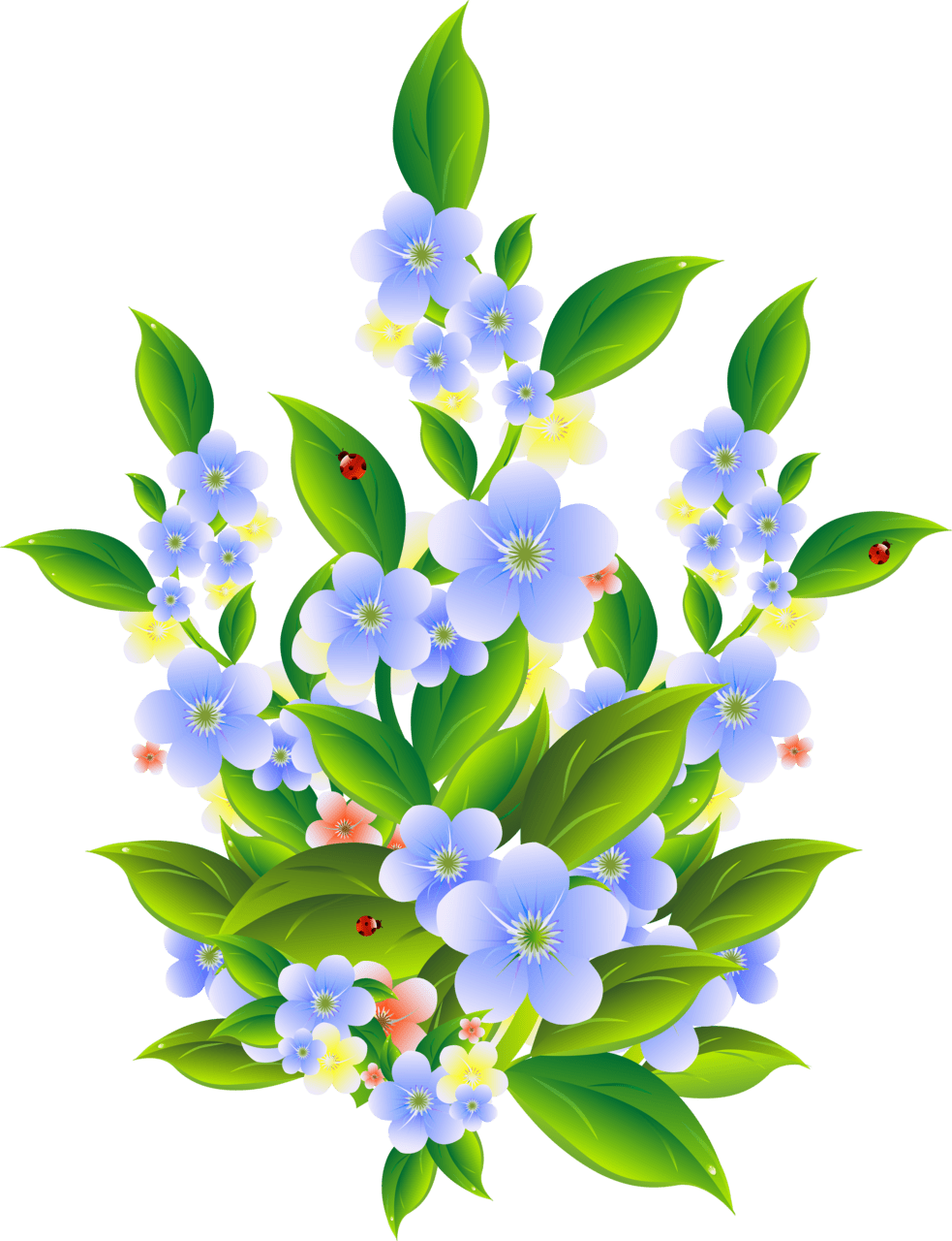 Springtime floral bush decoration clipart image