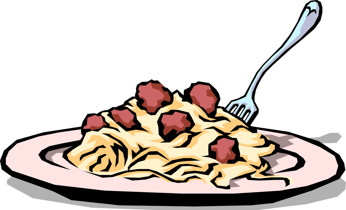 Vector of italian pasta spaghetti meatball dinner clipart