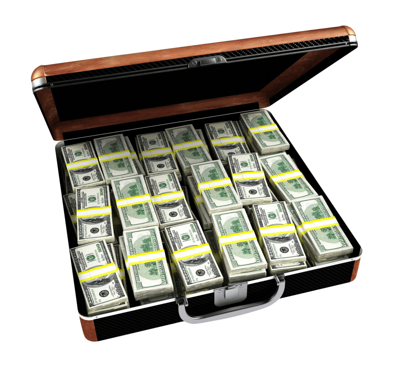 Dollar bill case full of briefcase clipart image