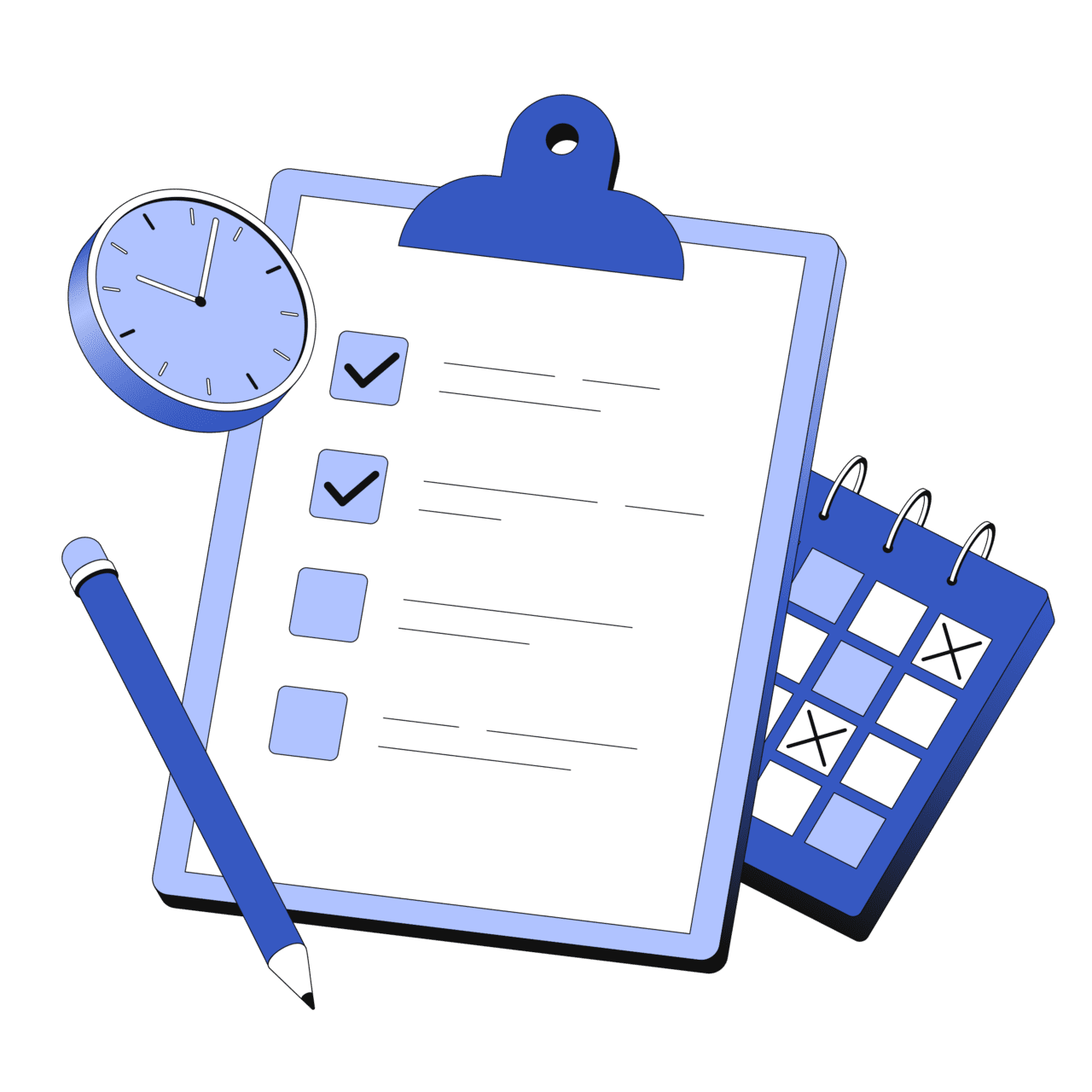 Checklist time management clipart image