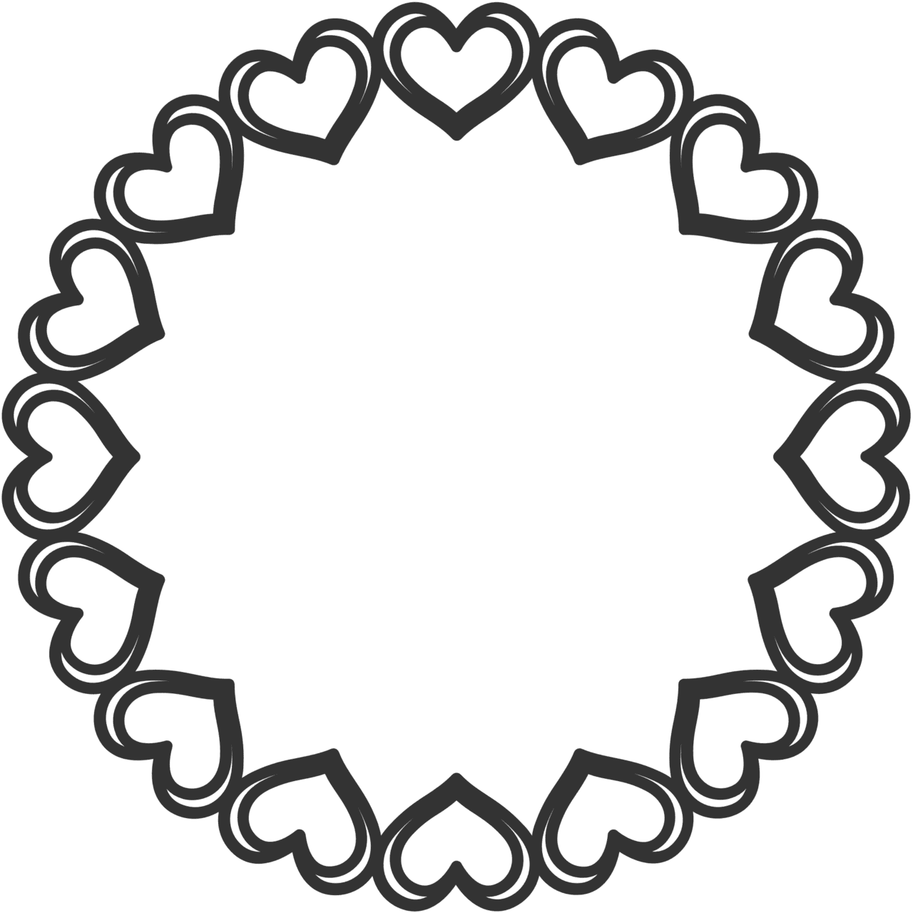 Black white heart valentine day coloring page with he frame clipart free