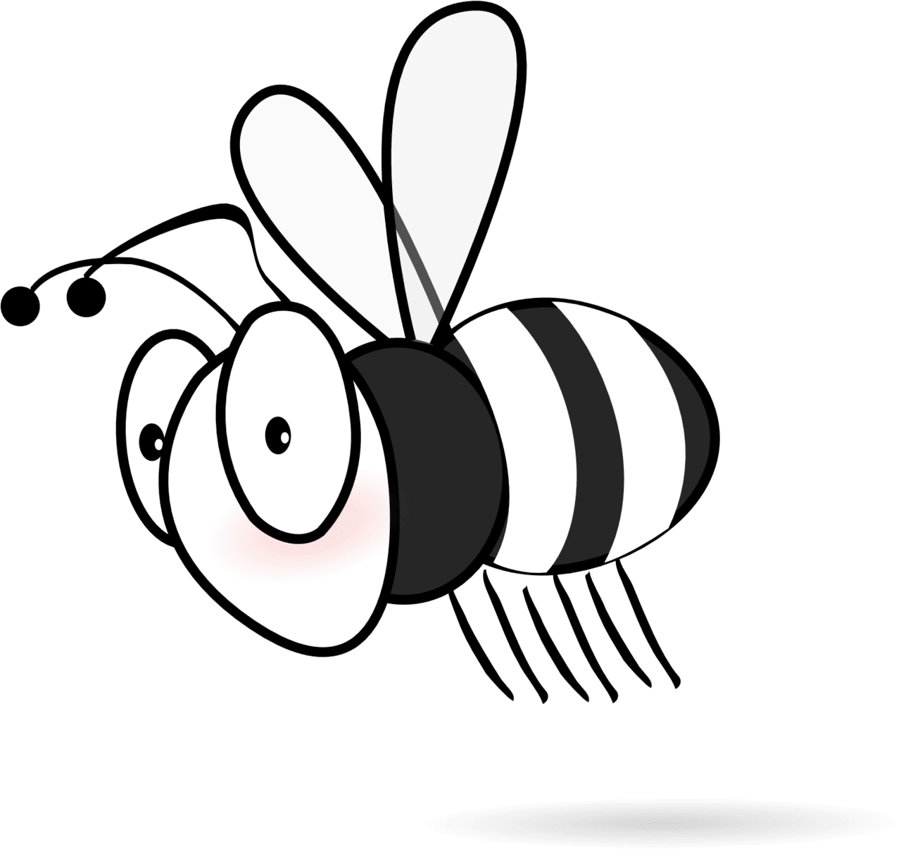 Bee black and white clipart hostted image with no background