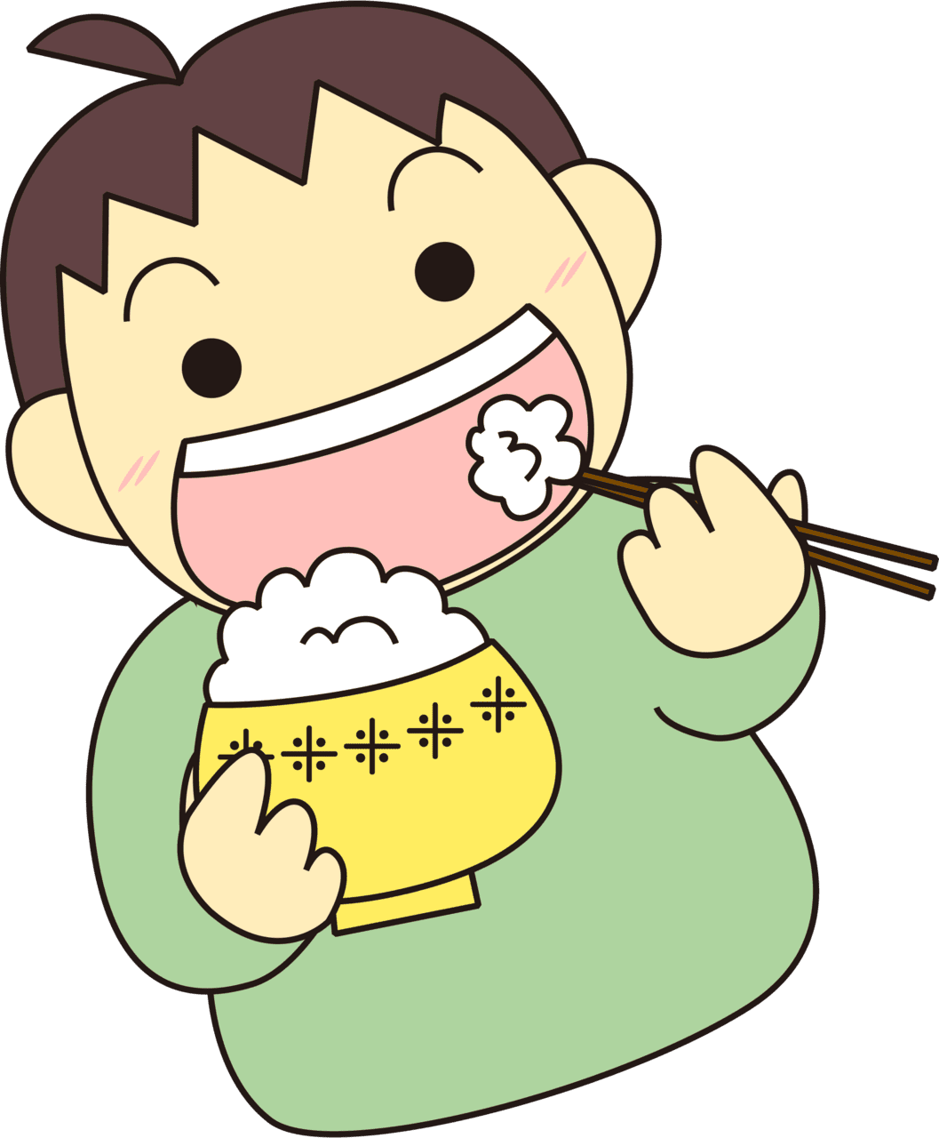 Young boy eat cooked rice vector clipart images