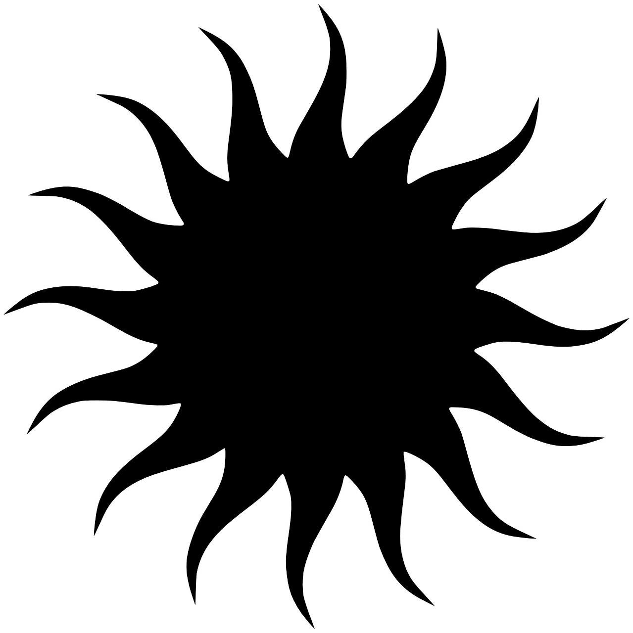 Black and white sun star vector graphic clipart