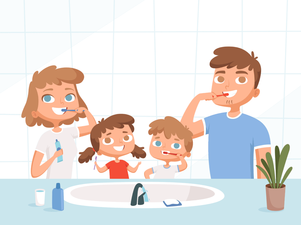 Brushing teeth hygiene with your young kids and teens clipart image